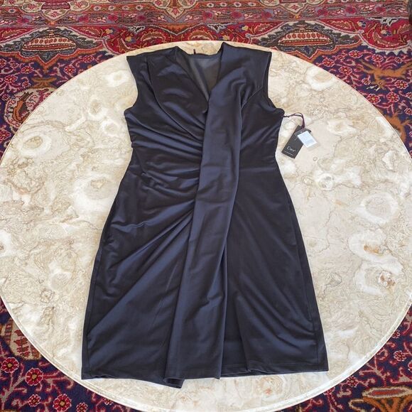 NWT Dex LBD Black Pleated Rushed Dress - Picture 13 of 16